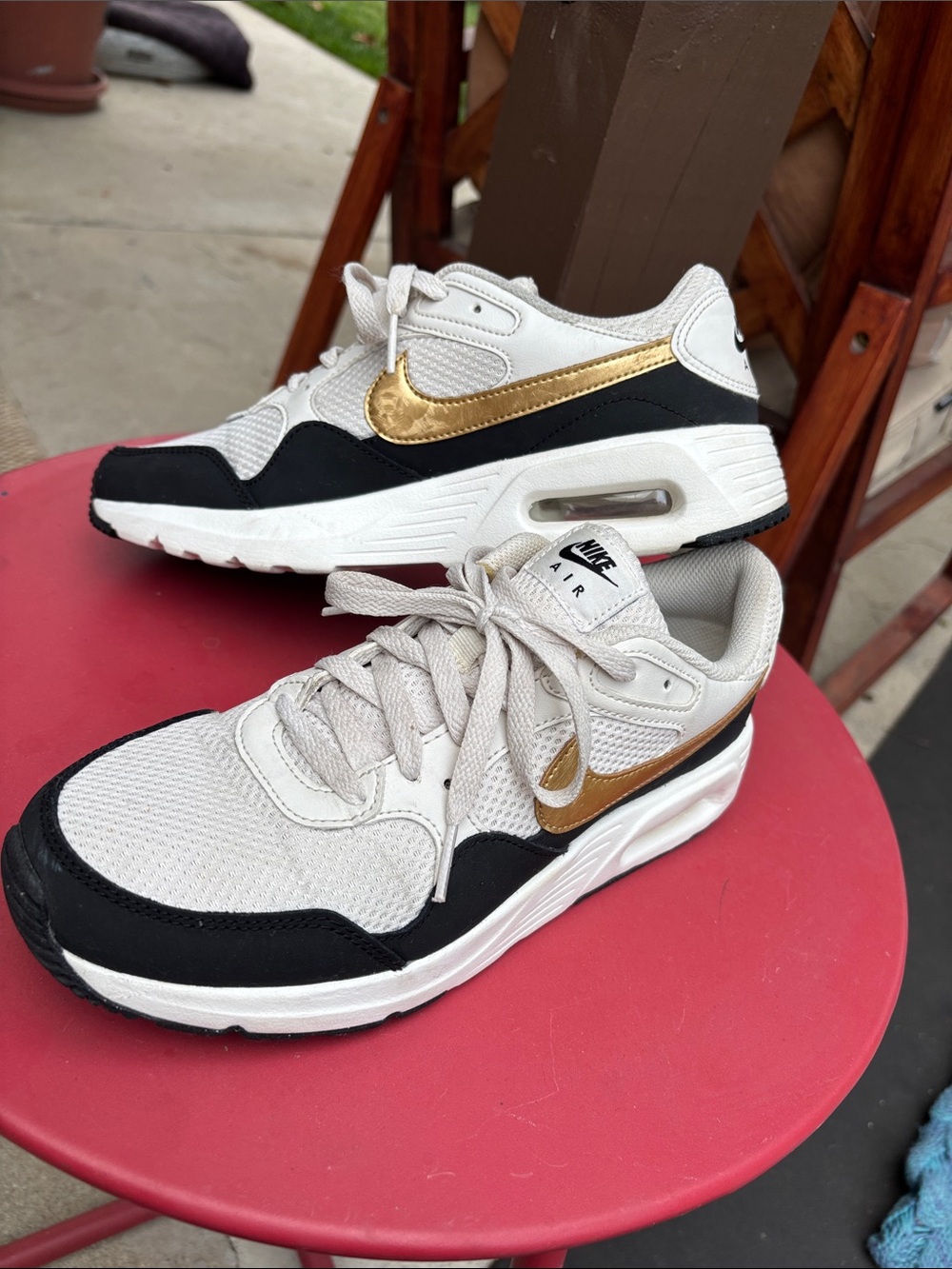 Nike White, Black & Gold Air Sneakers